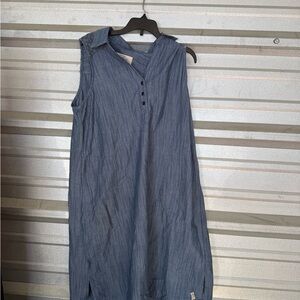 Chic Denim Blue Sleeveless Midi Dress